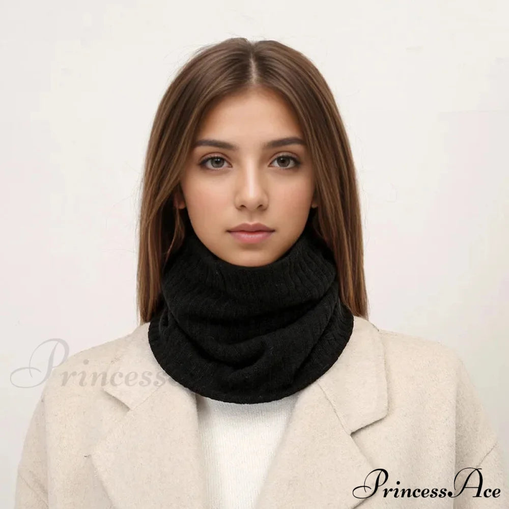 Cashmere Knit Ring Wool Neck Warmer Scarf For Women Scarfs-L