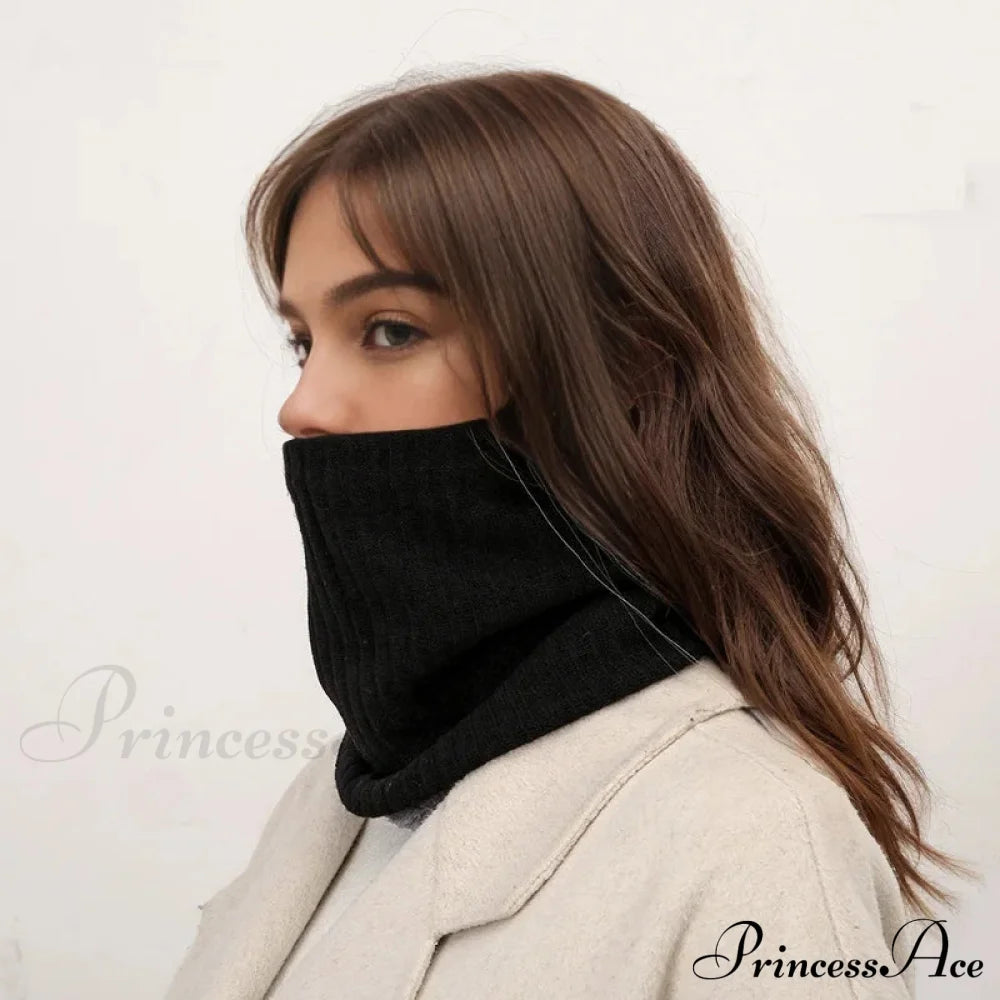 Cashmere Knit Ring Wool Neck Warmer Scarf For Women Scarfs-L