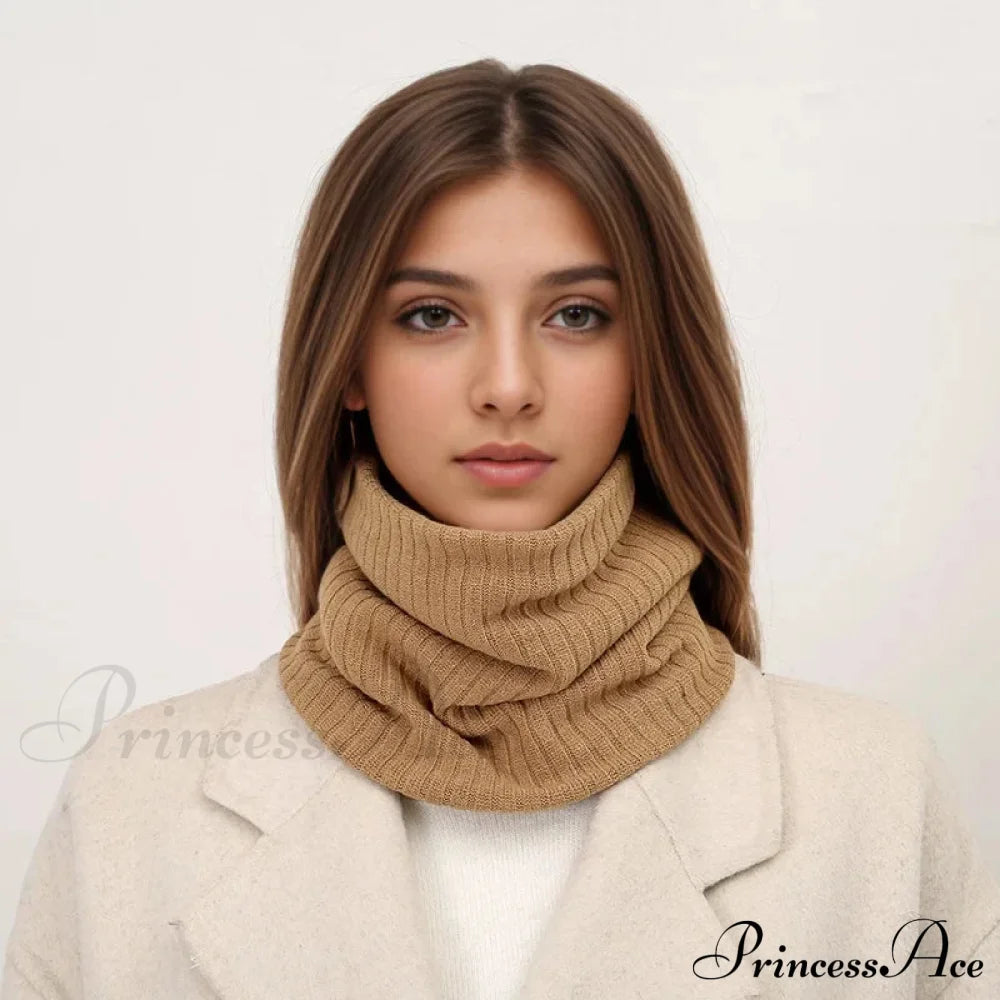 Cashmere Knit Ring Wool Neck Warmer Scarf For Women Scarfs-L