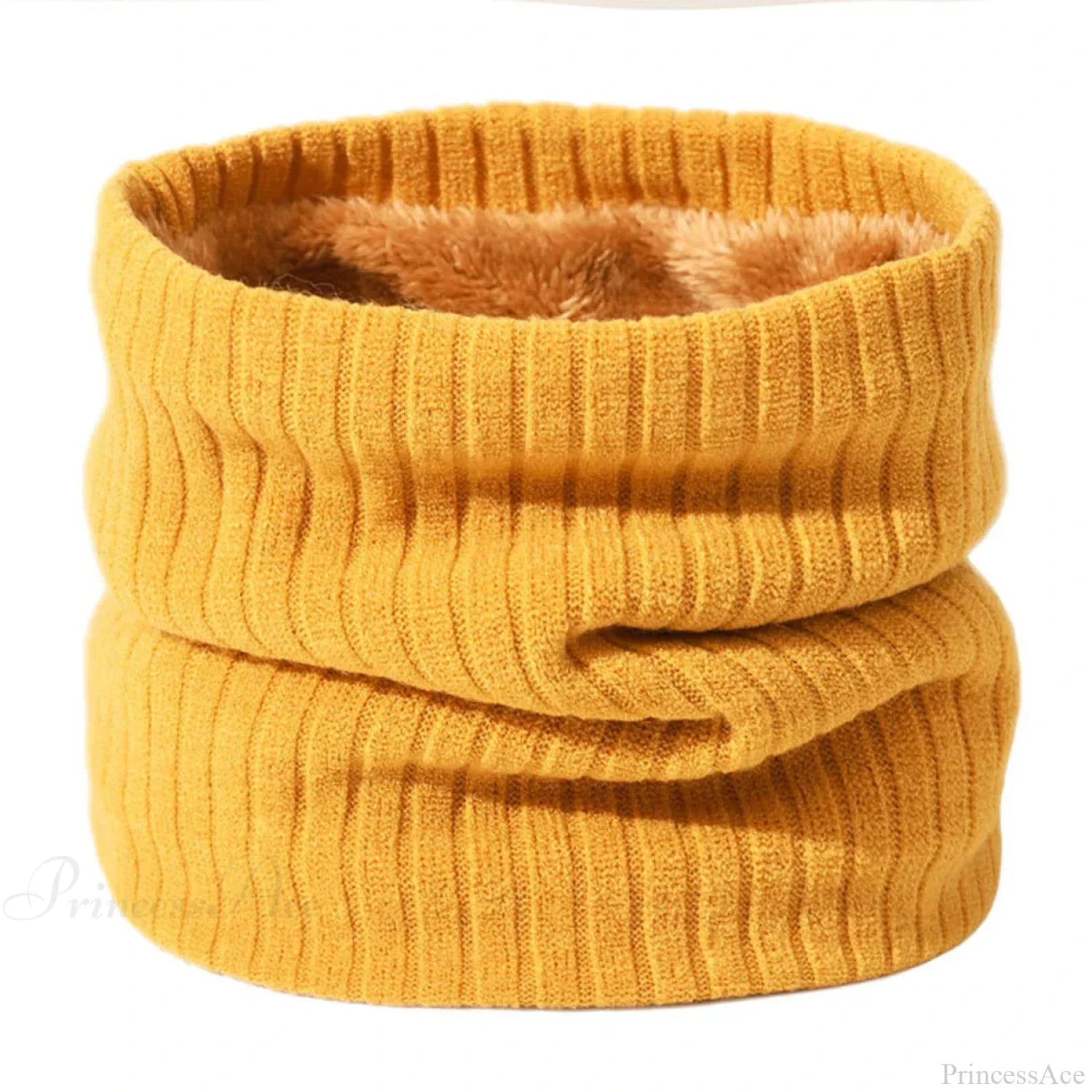 Cashmere Knit Ring Wool Neck Warmer Scarf For Women Yellow Scarfs-L