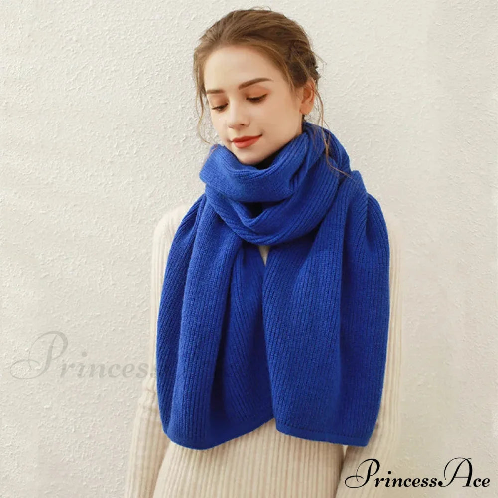 Cashmere Rib Knit Winter Scarf - Long Muffler For Women Klein Blue / L170Cm W30Cm Scarfs-L