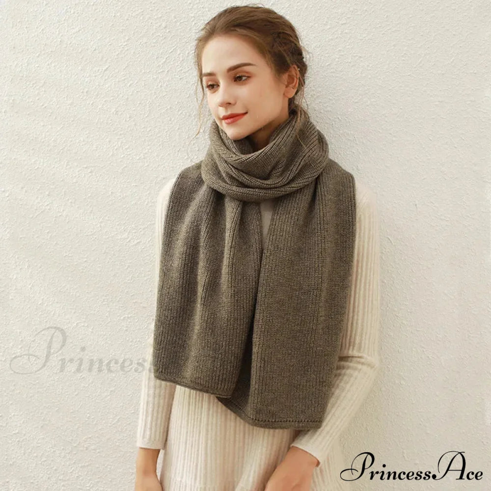 Cashmere Rib Knit Winter Scarf - Long Muffler For Women Mocha Brown / L170Cm W30Cm Scarfs-L