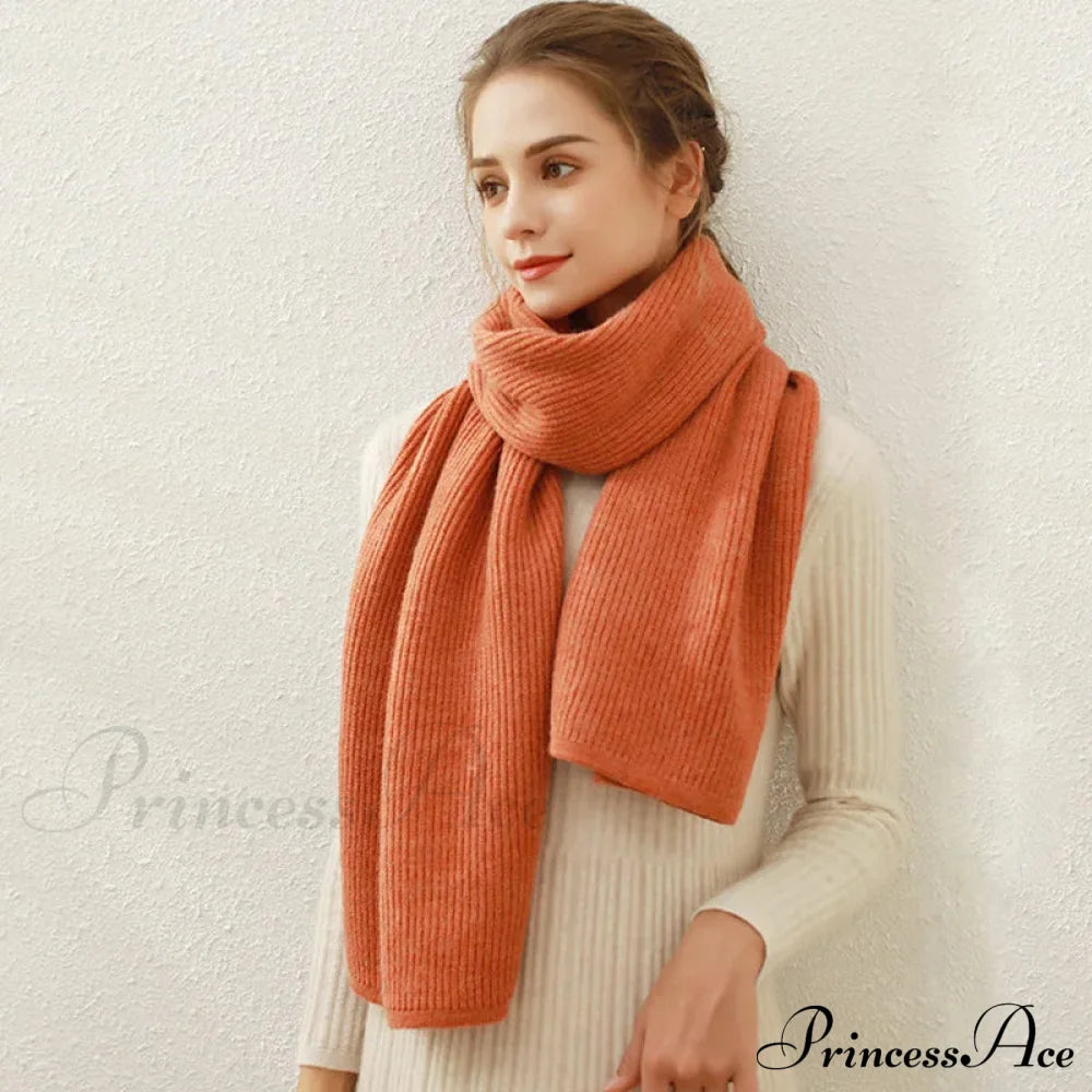 Cashmere Rib Knit Winter Scarf - Long Muffler For Women Orange / L170Cm W30Cm Scarfs-L