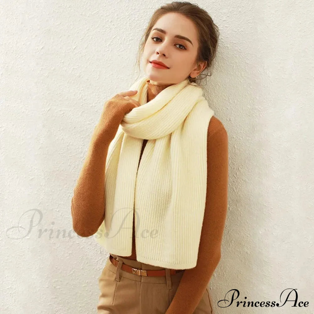 Cashmere Scarf For Women - Thick And Warm Winter Beige / L170Cm W30Cm Scarfs-L