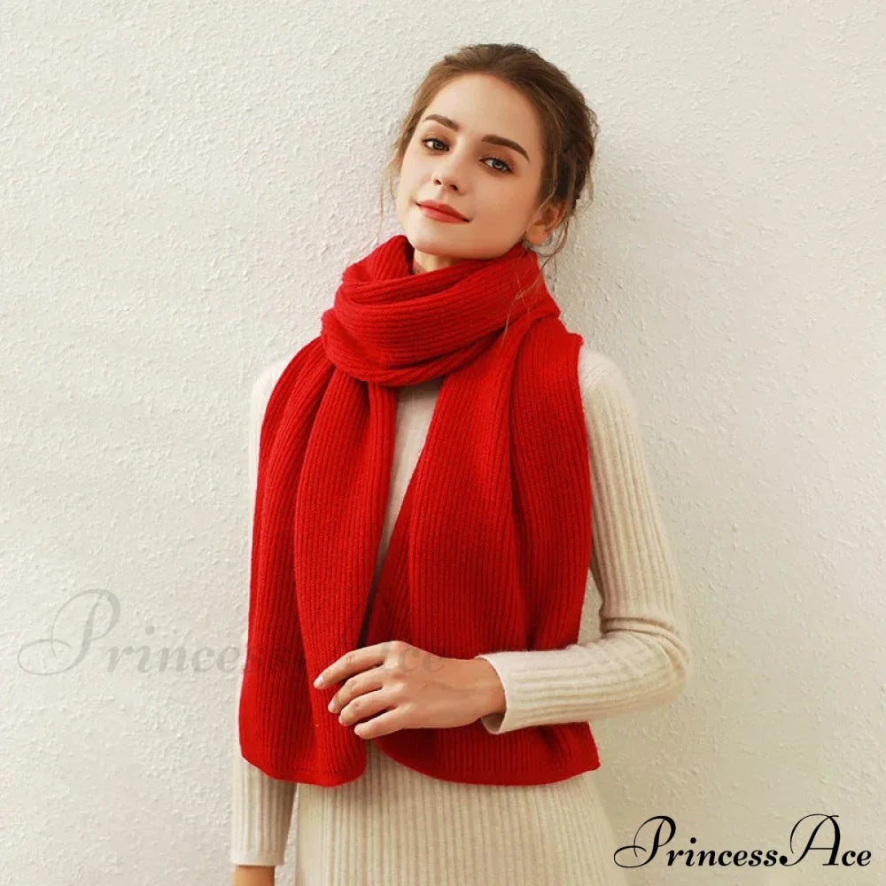 Cashmere Scarf For Women - Thick And Warm Winter Flame Red / L170Cm W30Cm Scarfs-L