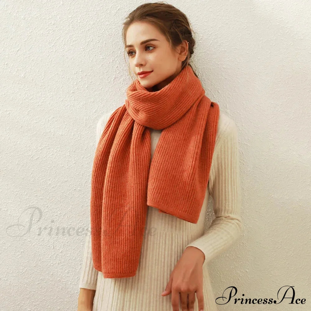 Cashmere Scarf For Women - Thick And Warm Winter Orange / L170Cm W30Cm Scarfs-L