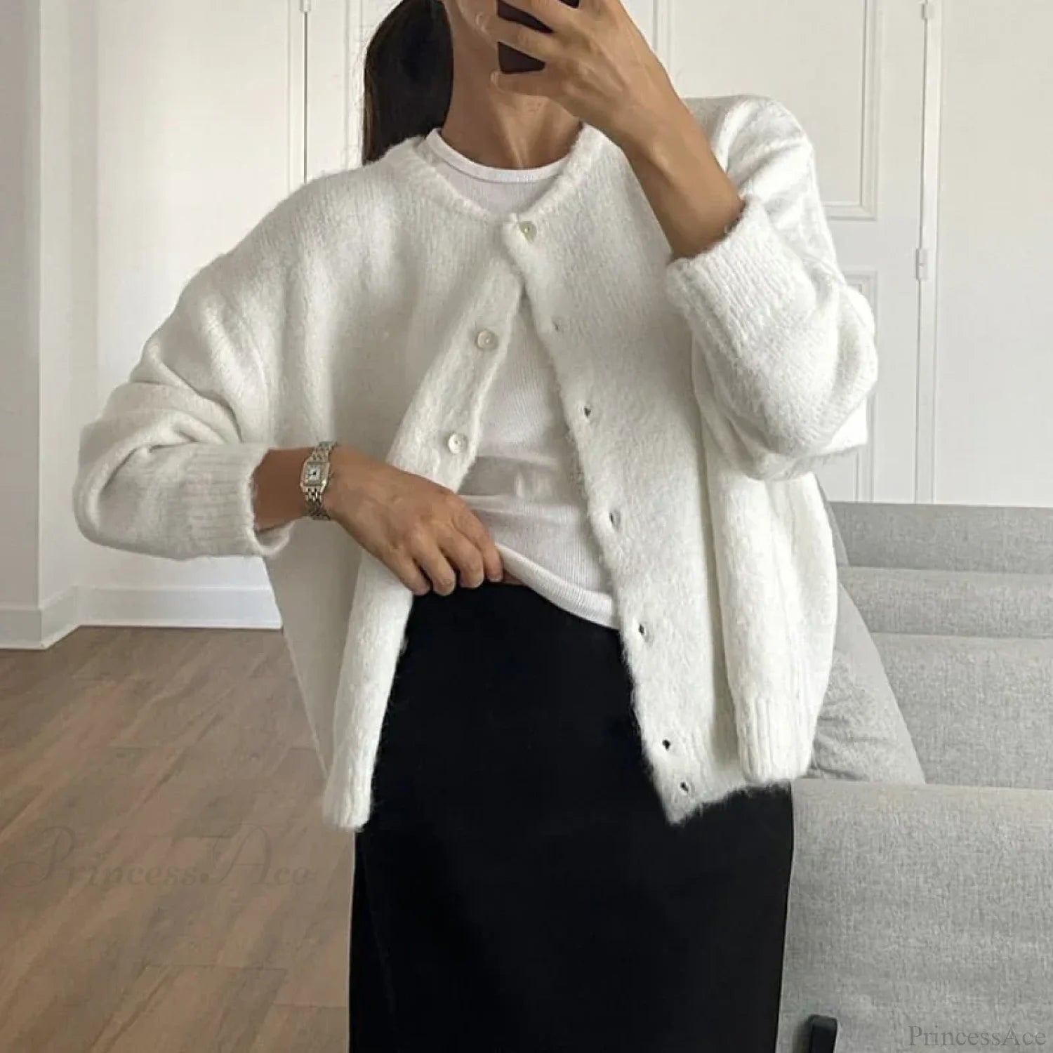 Cashmere Soft Single-breasted Knit Cardigan