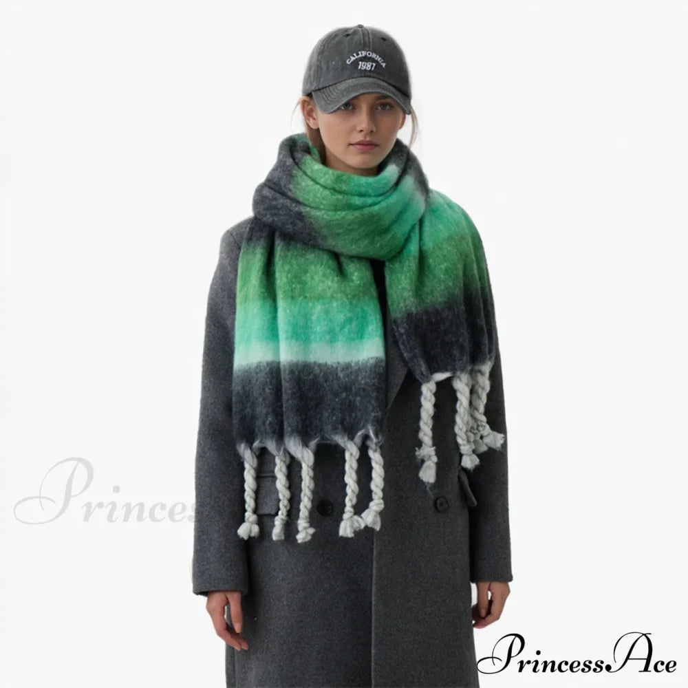 Cashmere Thick Warm Blanket Colorful Plaid With Long Tassels Soft Wrap Scarf Scarfs-L