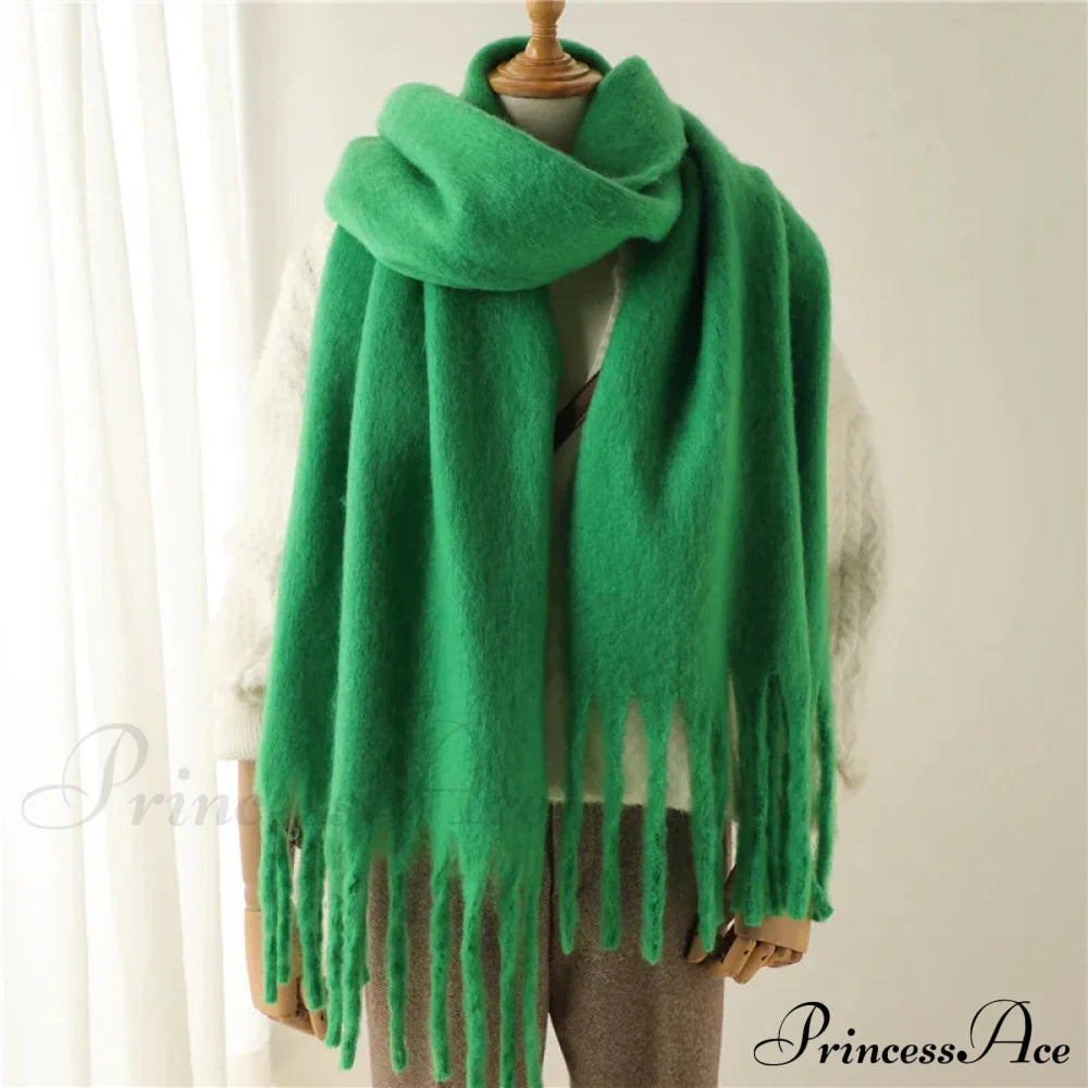 Cashmere Winter Pashmina Blanket Wrap - Thick And Soft Scarf Forest Green Scarfs-L