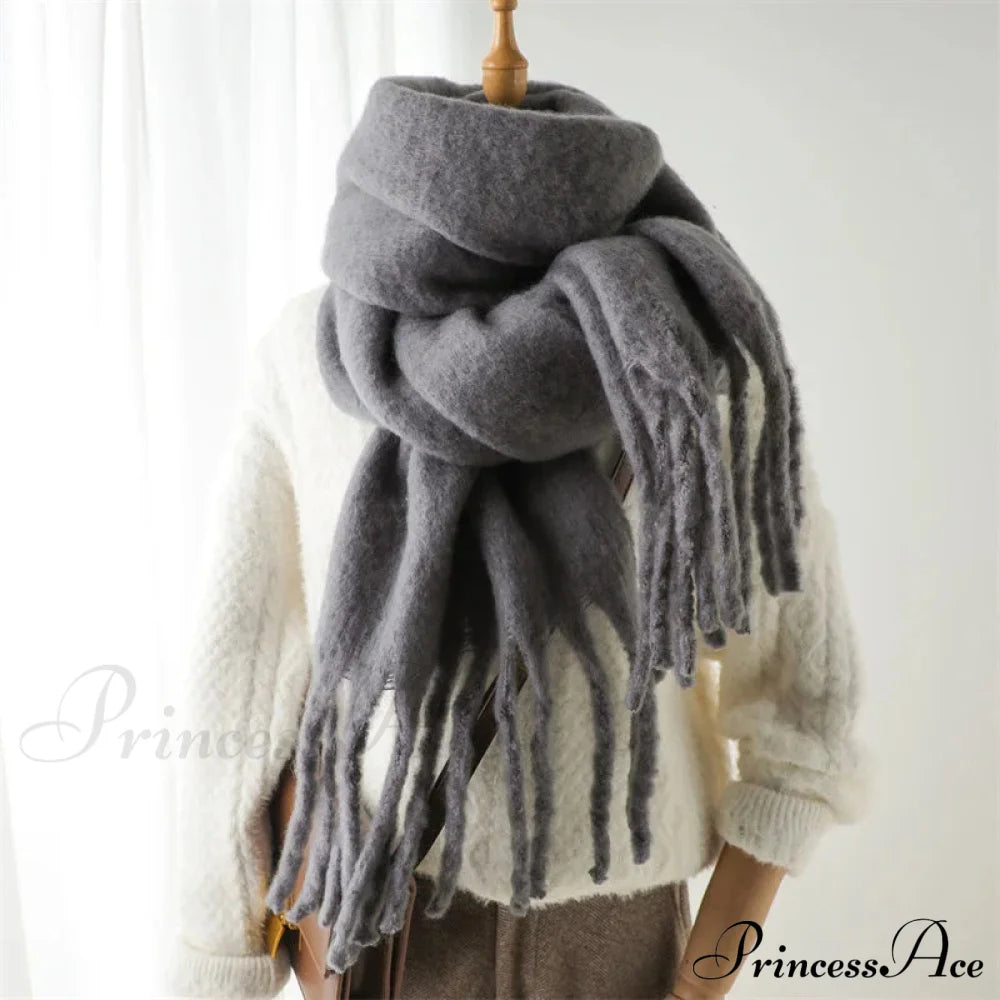 Cashmere Winter Pashmina Blanket Wrap - Thick And Soft Scarf Grey Scarfs-L