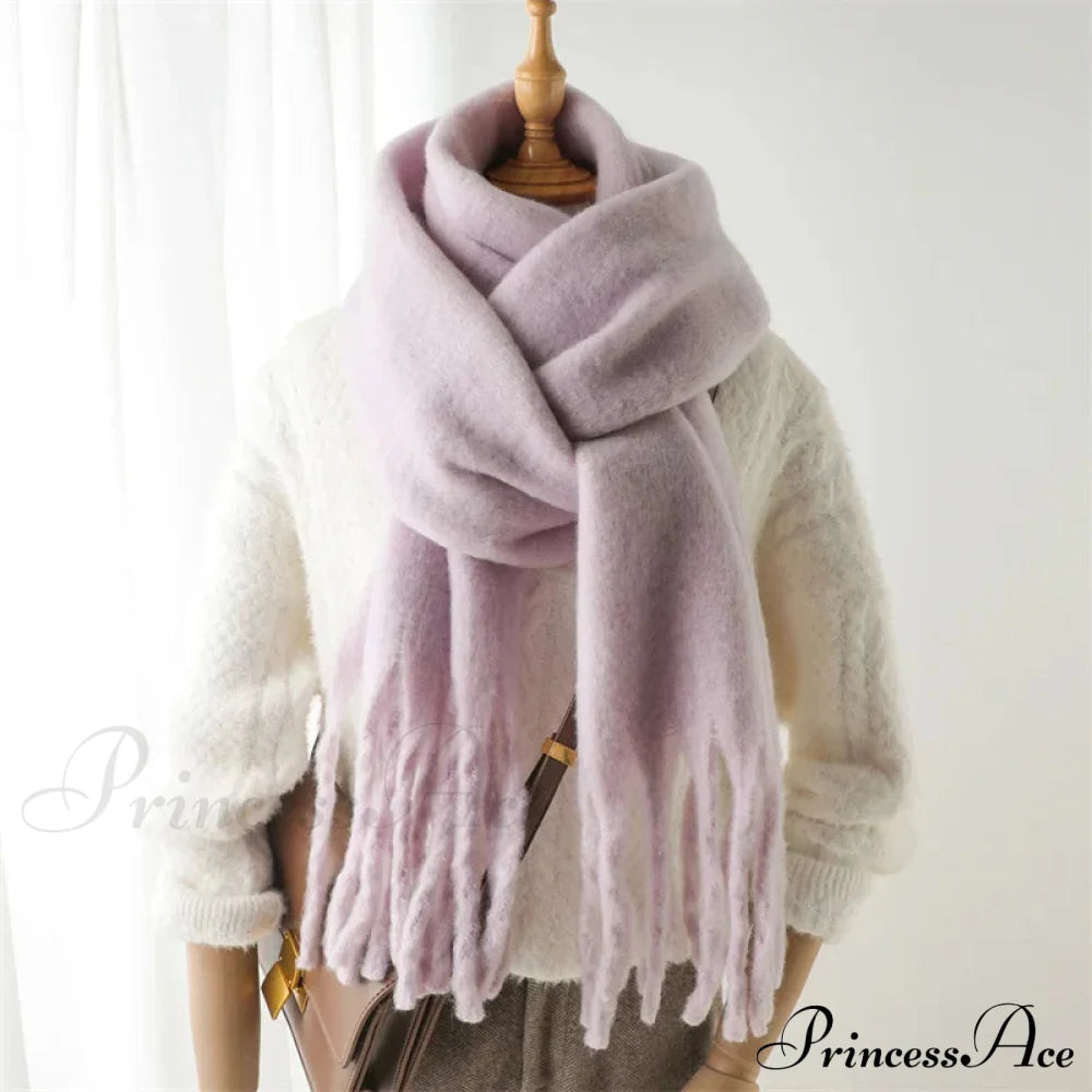 Cashmere Winter Pashmina Blanket Wrap - Thick And Soft Scarf Lavender Scarfs-L