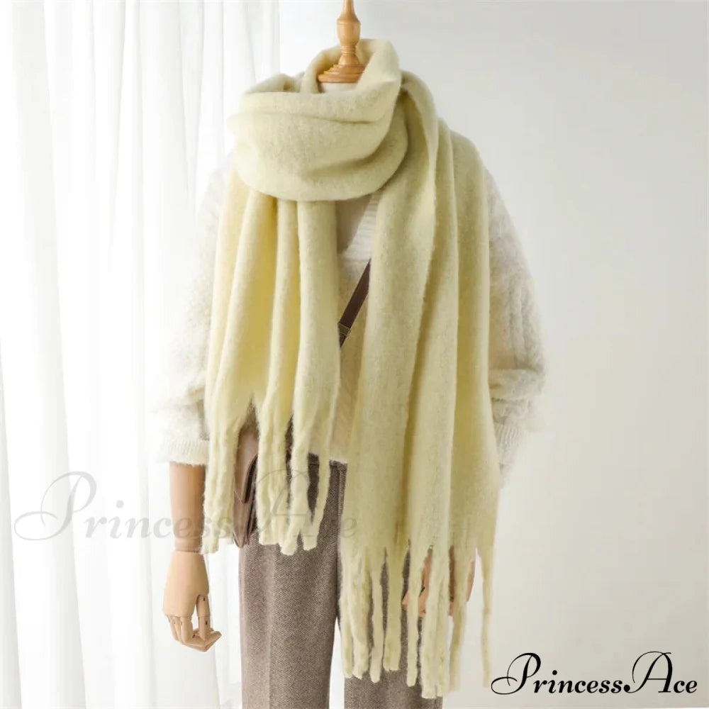 Cashmere Winter Pashmina Blanket Wrap - Thick And Soft Scarf Maize-Yellow Scarfs-L