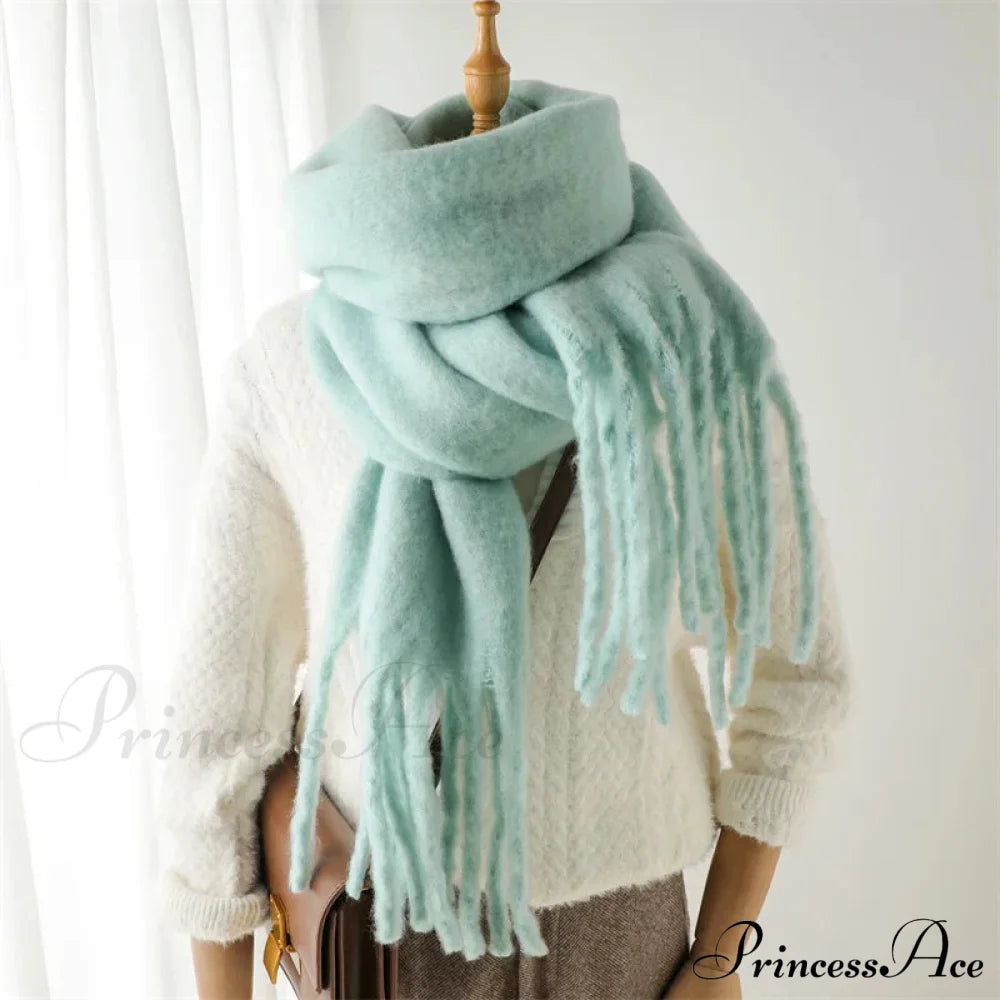 Cashmere Winter Pashmina Blanket Wrap - Thick And Soft Scarf Mint Scarfs-L