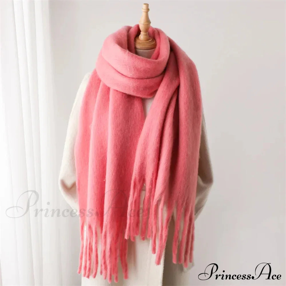 Cashmere Winter Pashmina Blanket Wrap - Thick And Soft Scarf Peach Scarfs-L