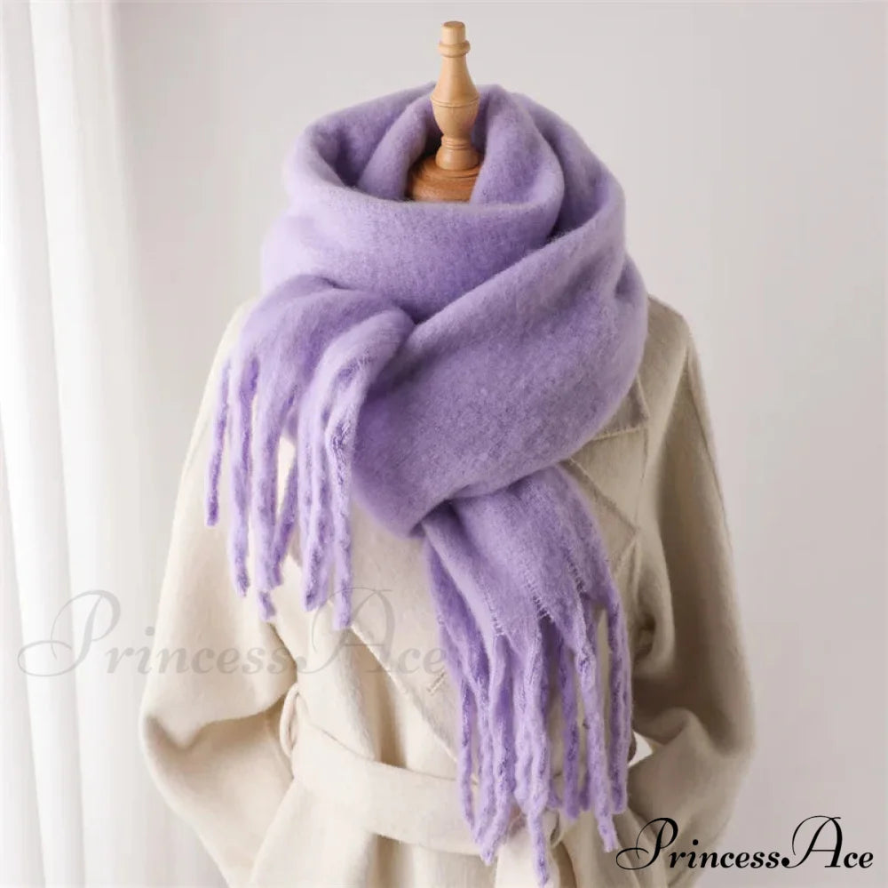 Cashmere Winter Pashmina Blanket Wrap - Thick And Soft Scarf Violet Scarfs-L