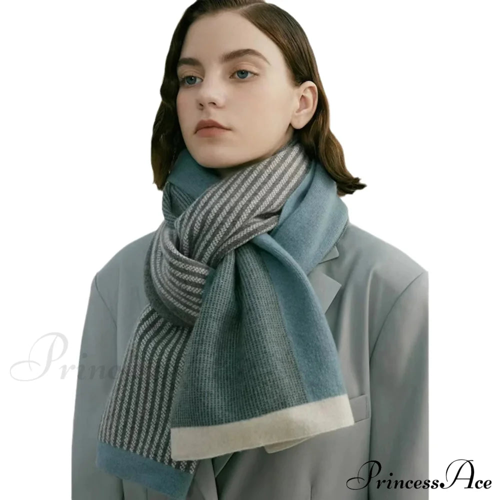 Cashmere Winter Scarf For Women - Designer Knit Warmth Blue / L180Cm W32Cm Scarfs-L