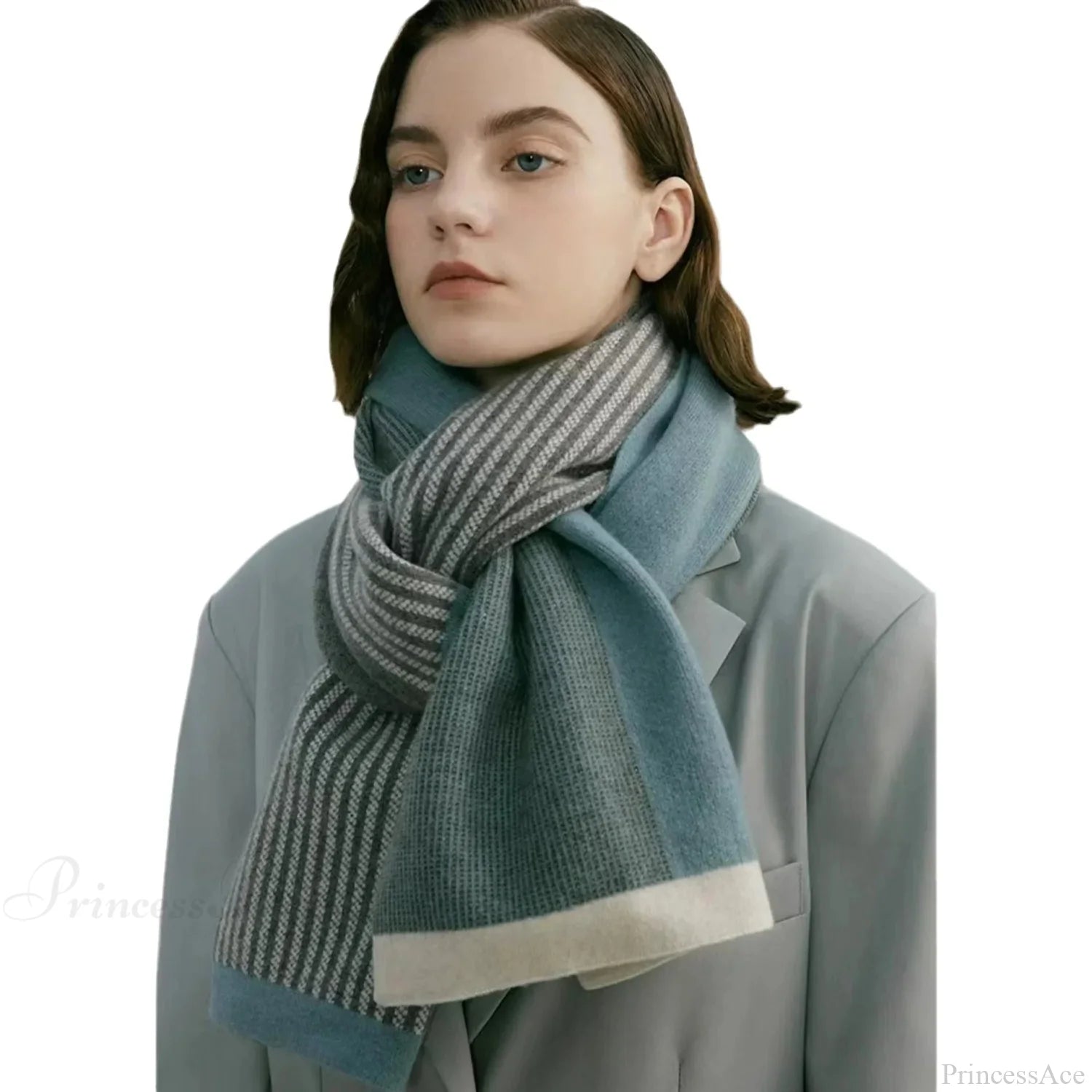 Cashmere Winter Scarf For Women - Designer Knit Warmth Blue / L180Cm W32Cm Scarfs-L
