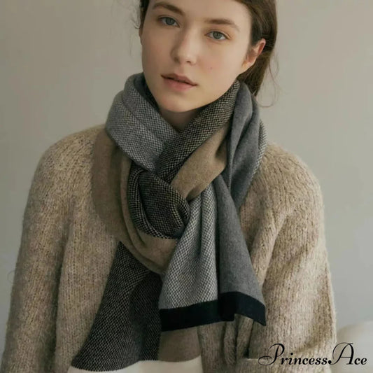 Cashmere Winter Scarf For Women - Designer Knit Warmth Light Tan / L180Cm W32Cm Scarfs-L