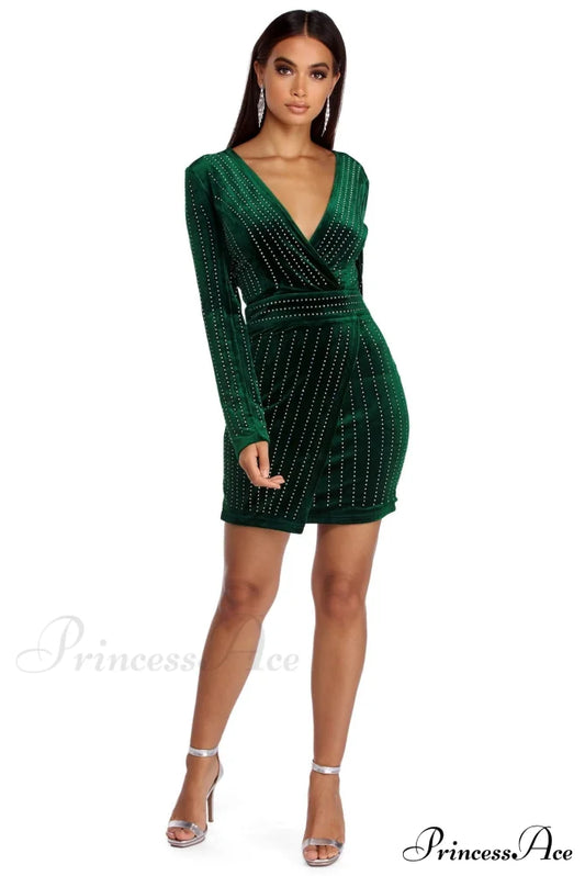 Cassie Velvet Stylish Wrap Dress S.o. Short Dresses