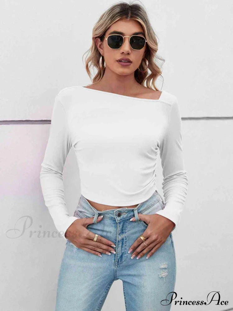 Casual Arm Neck Long Top Basic Asymmetrical T-Shirt