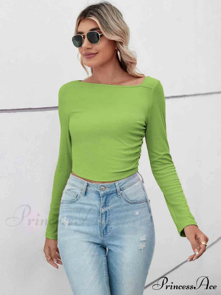 Casual Arm Neck Long Top Basic Asymmetrical T-Shirt