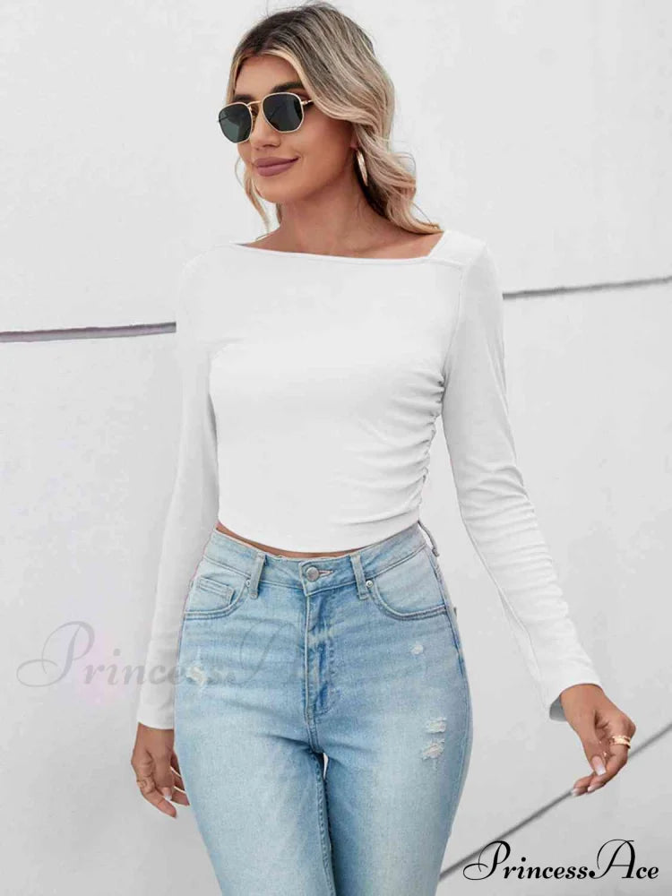 Casual Arm Neck Long Top Basic Asymmetrical T-Shirt