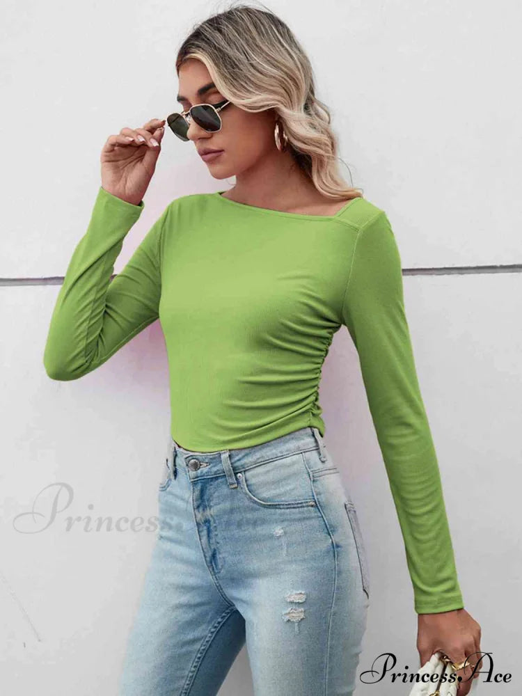 Casual Arm Neck Long Top Basic Asymmetrical T-Shirt