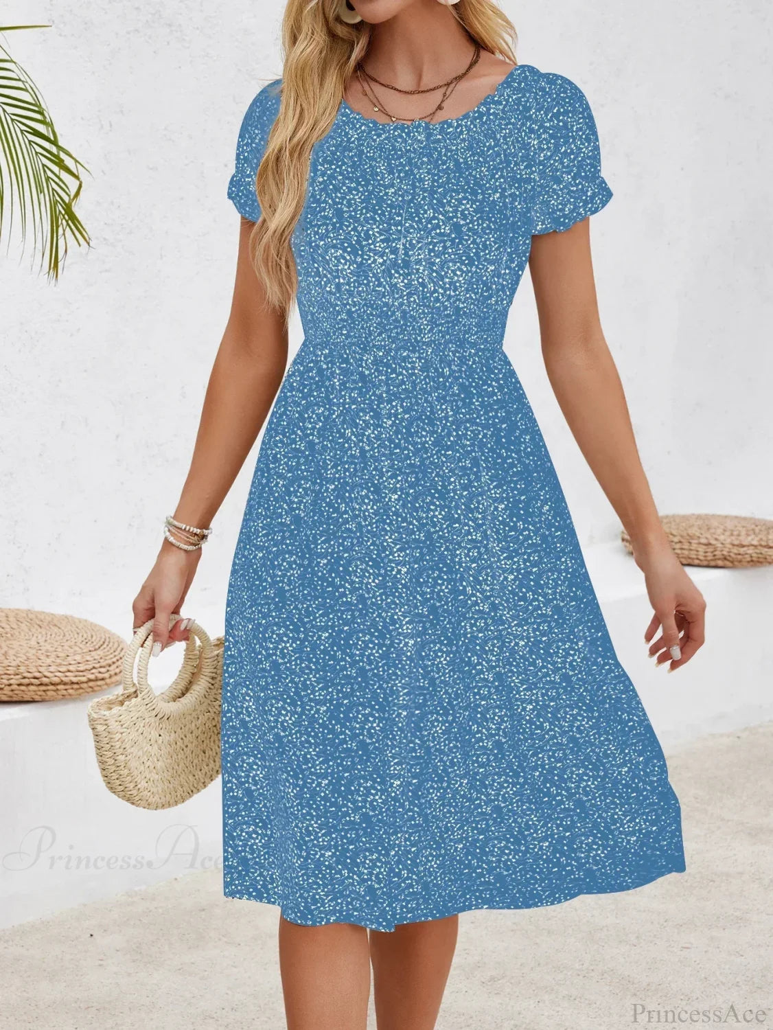 Casual Bohemian Beach Floral Dress BLUE / S oldfloraldress-250126