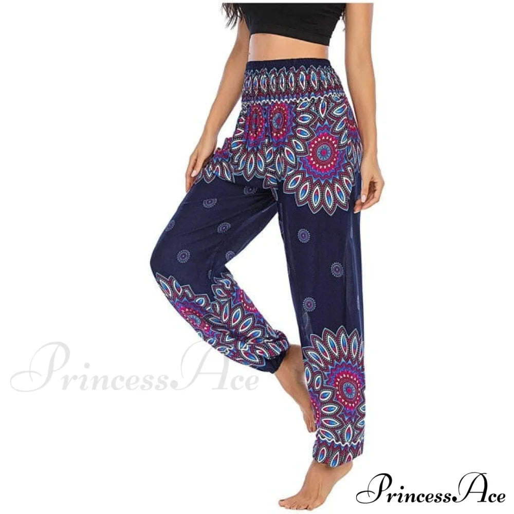 Casual Boho Vintage Wide Leg Pants Purple / S