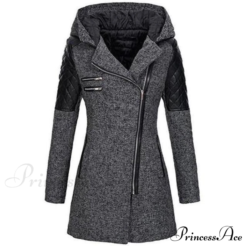 Elegant Casual Patchwork Coat Dark Gray Best Sellings cardigan cardigans clothes Plus Size Sale tops Topseller