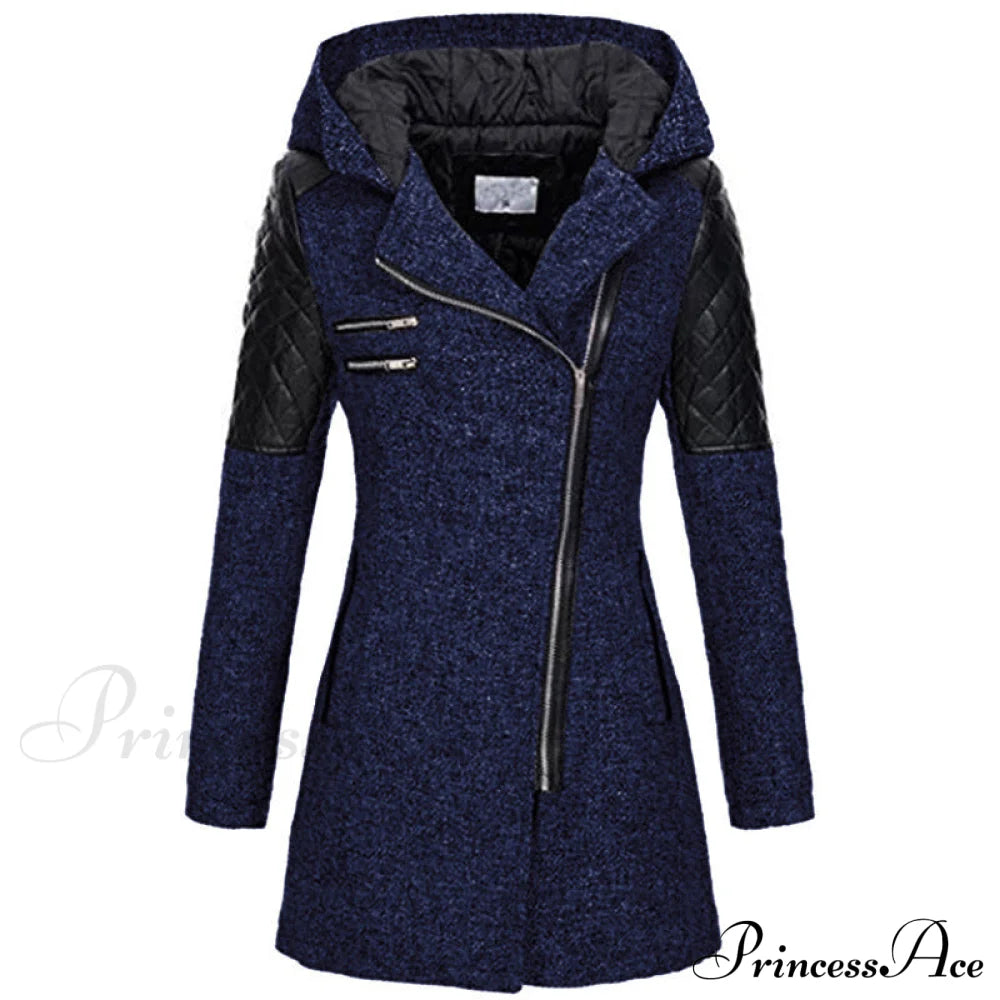 Elegant Casual Patchwork Coat Navy Blue Best Sellings cardigan cardigans clothes Plus Size Sale tops Topseller