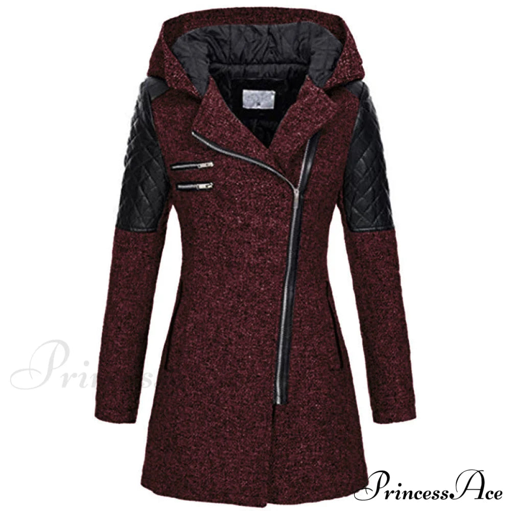 Elegant Casual Patchwork Coat Wine Red Best Sellings cardigan cardigans clothes Plus Size Sale tops Topseller