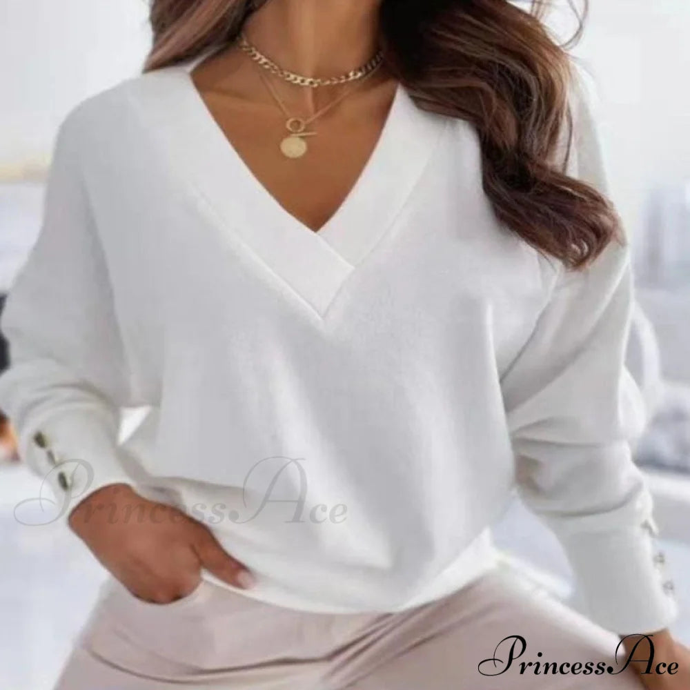 Casual Solid Colour Sweatshirt White best Best Sellings clothes Sale tops Topseller