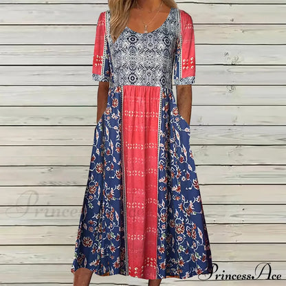 Casual Comfort Elegant Beach Summer Boho Dress Red / S