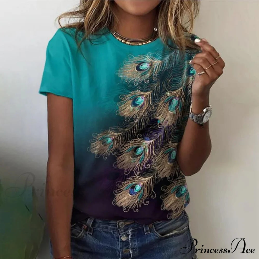 Casual Design Feather T-Shirt Blouses