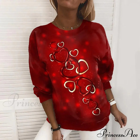 Casual Design Heart Sweatshirt Blouses