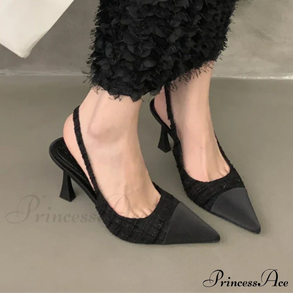 Casual Fashion Shallow Pointed Solid Color Sexy Elegant Comfortable Low Heel Pump Black / 35