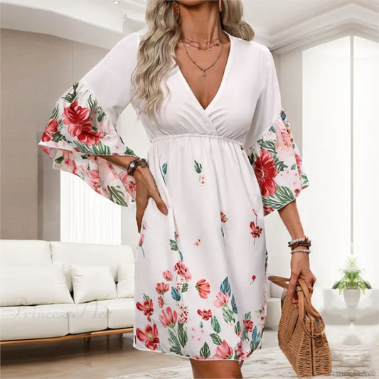 Casual Floral Printed Half Sleeve Floral Dress oldfloraldress-250126