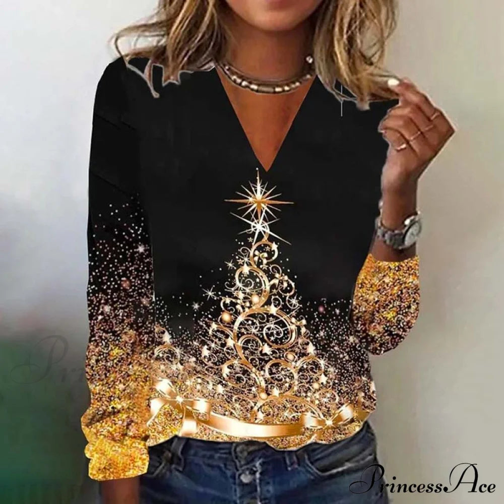 Casual For T-Shirt Christmas Wear Blouses