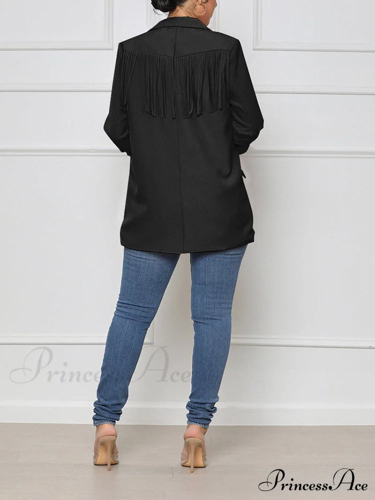 Casual Fringe Graceful Maxi Dress Coats & Jackets