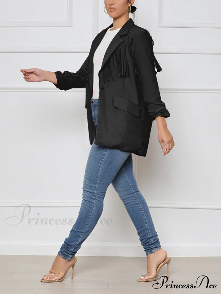 Casual Fringe Graceful Maxi Dress Coats & Jackets