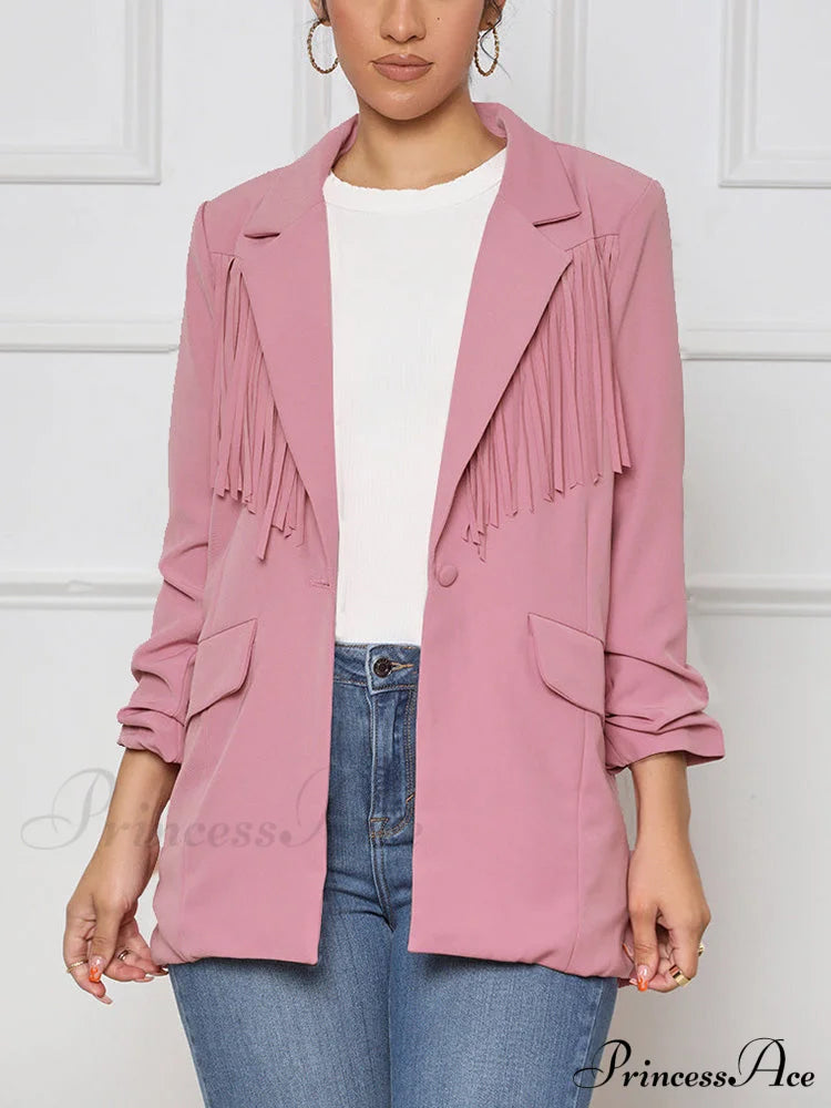 Casual Fringe Graceful Maxi Dress Pink / M Coats & Jackets