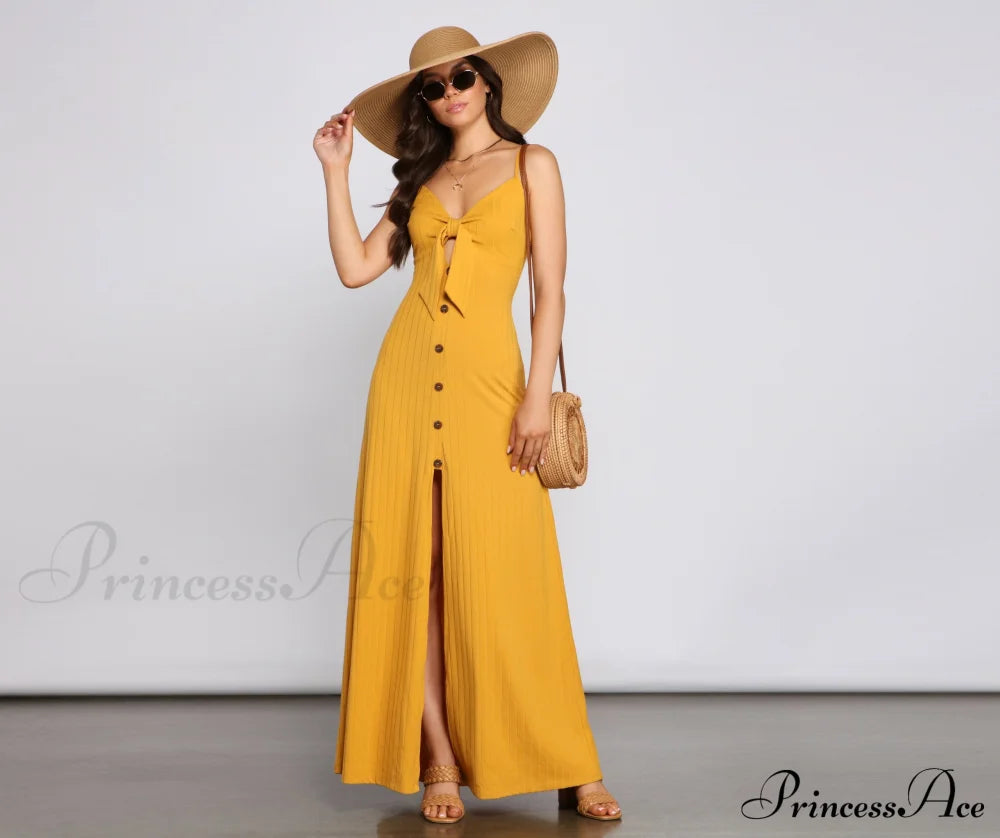 Casual Glam Ribbed Charming Knit Maxi Dress Casual Dresses