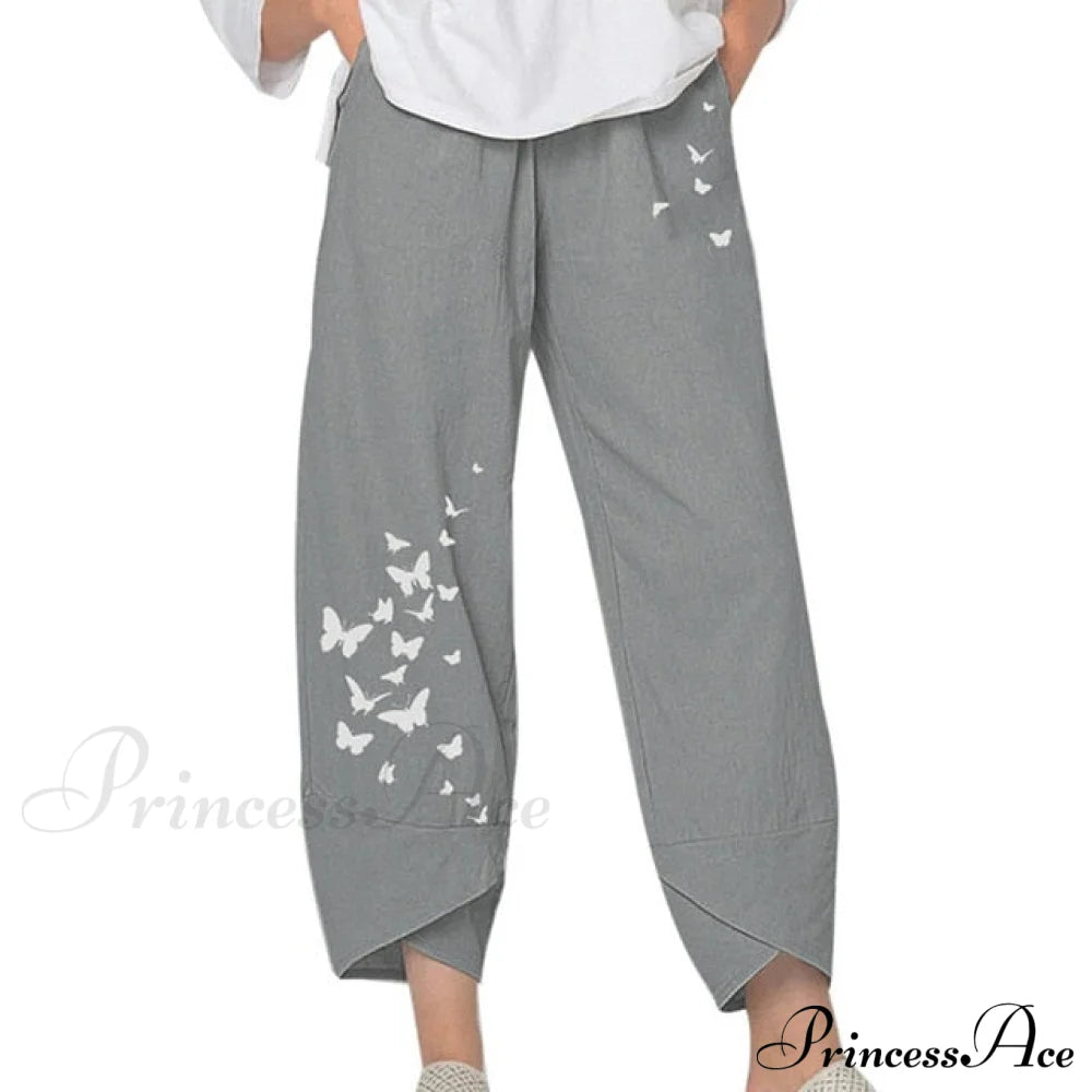 Casual Harem Wide Leg Pants Gray / S