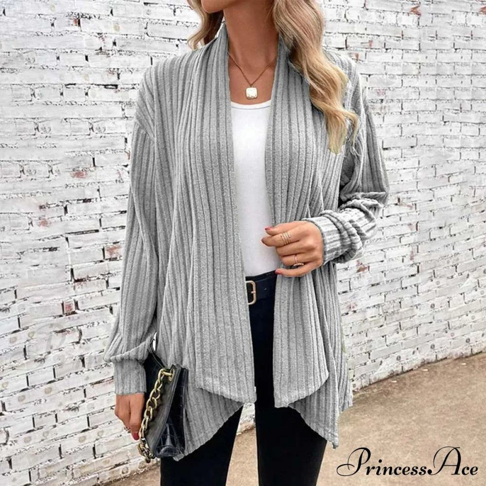 Casual Knitted Cardigan Gray best Best Sellings cardigan cardigans clothes Sale tops Topseller