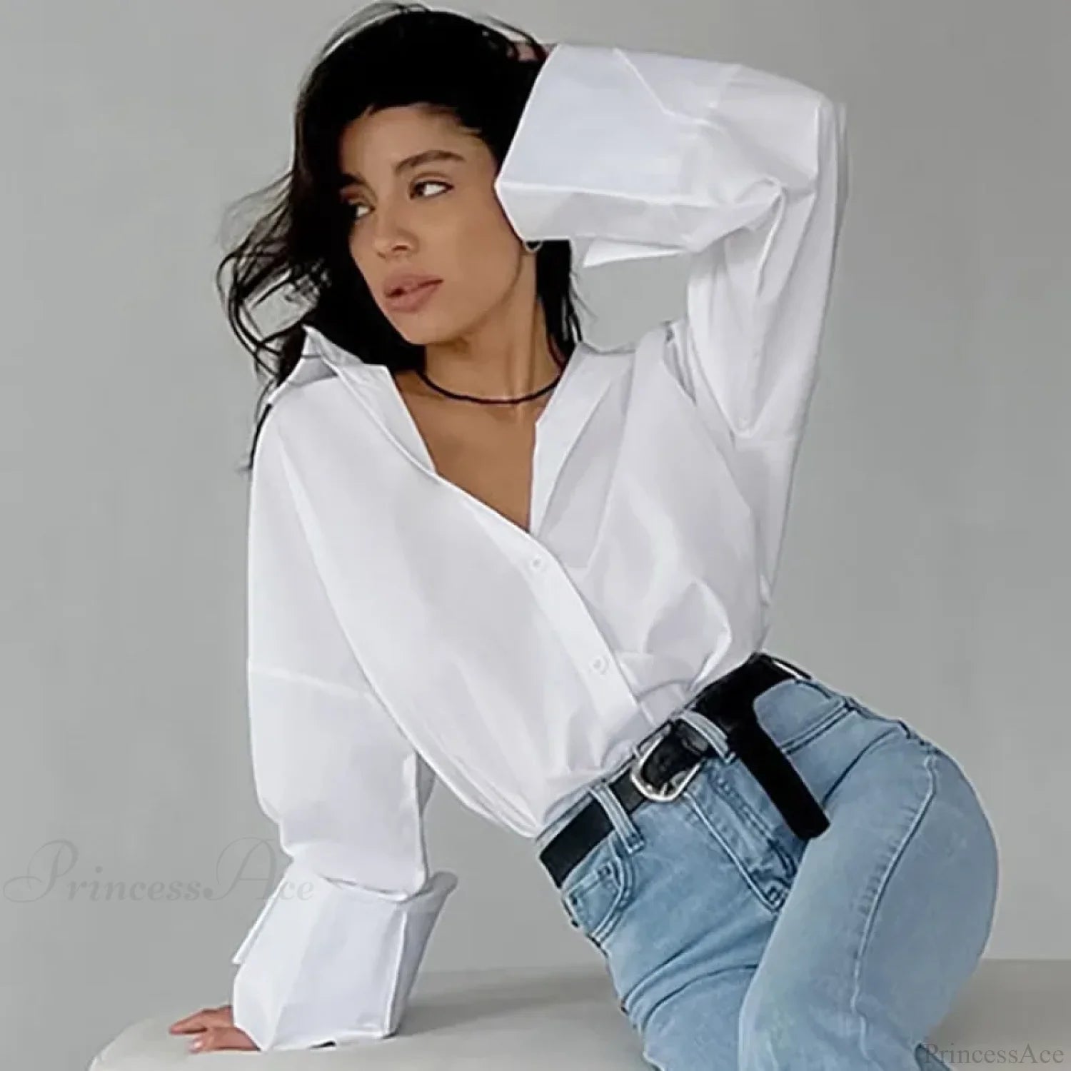 Casual Loose White Shirt Autumn Blouse blouse-250126