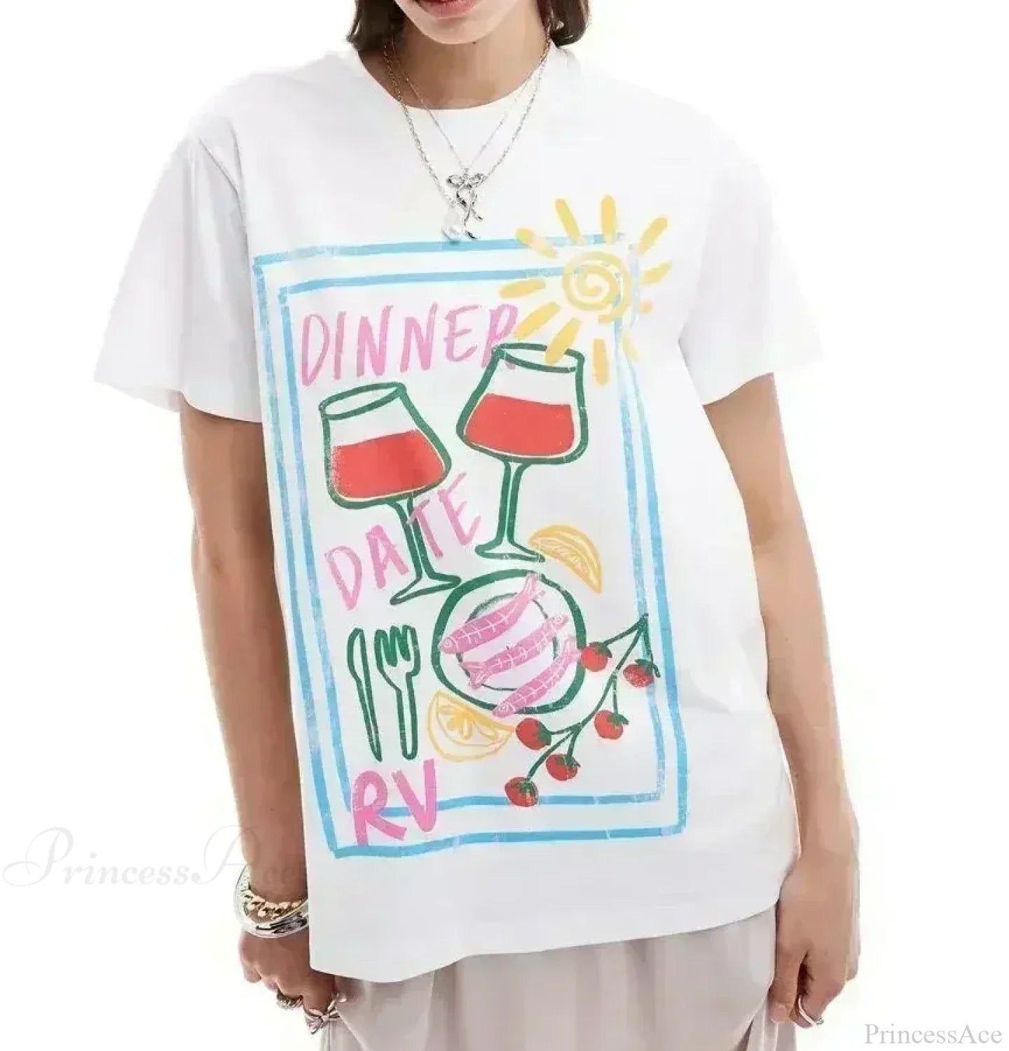 Casual Lotus Eyed Graphic T-shirt white6 / S t-shirt-250223
