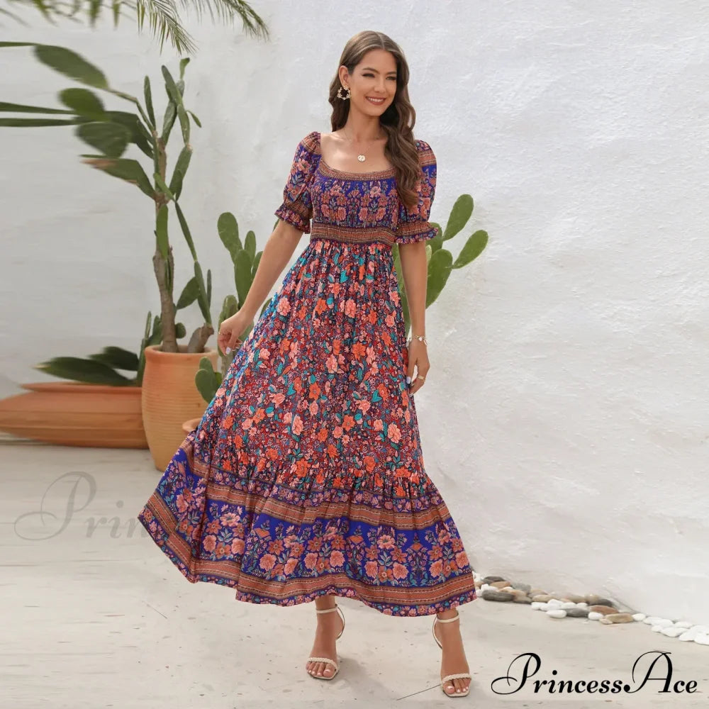 Casual Midi Sexy Elegant Beach Vacation Boho Dress