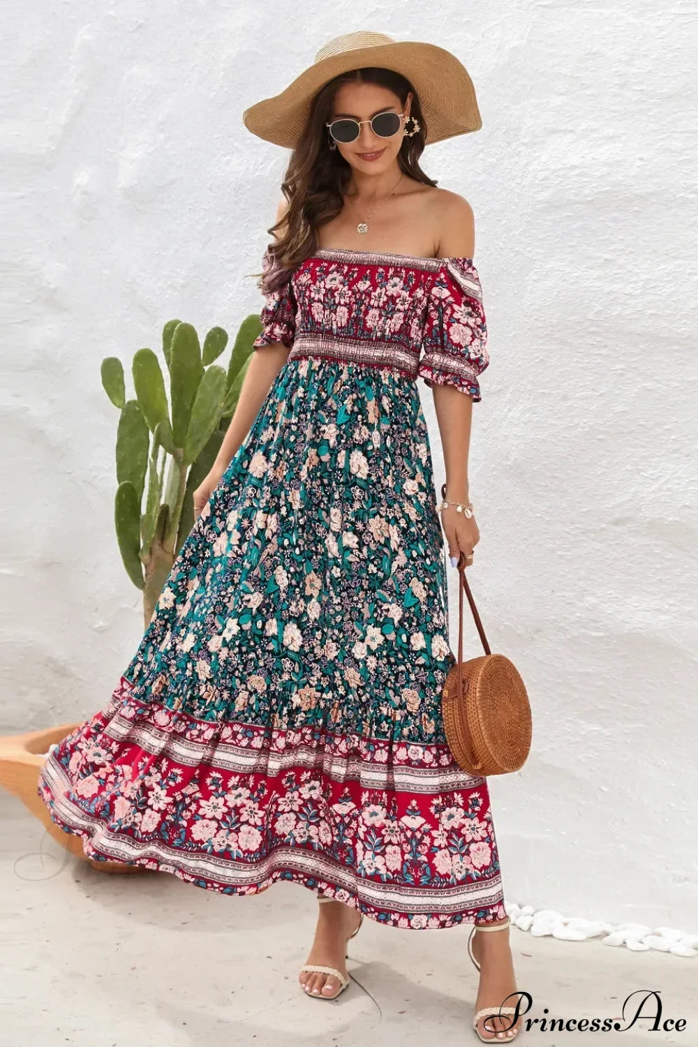 Casual Midi Sexy Elegant Beach Vacation Boho Dress Cyan / S