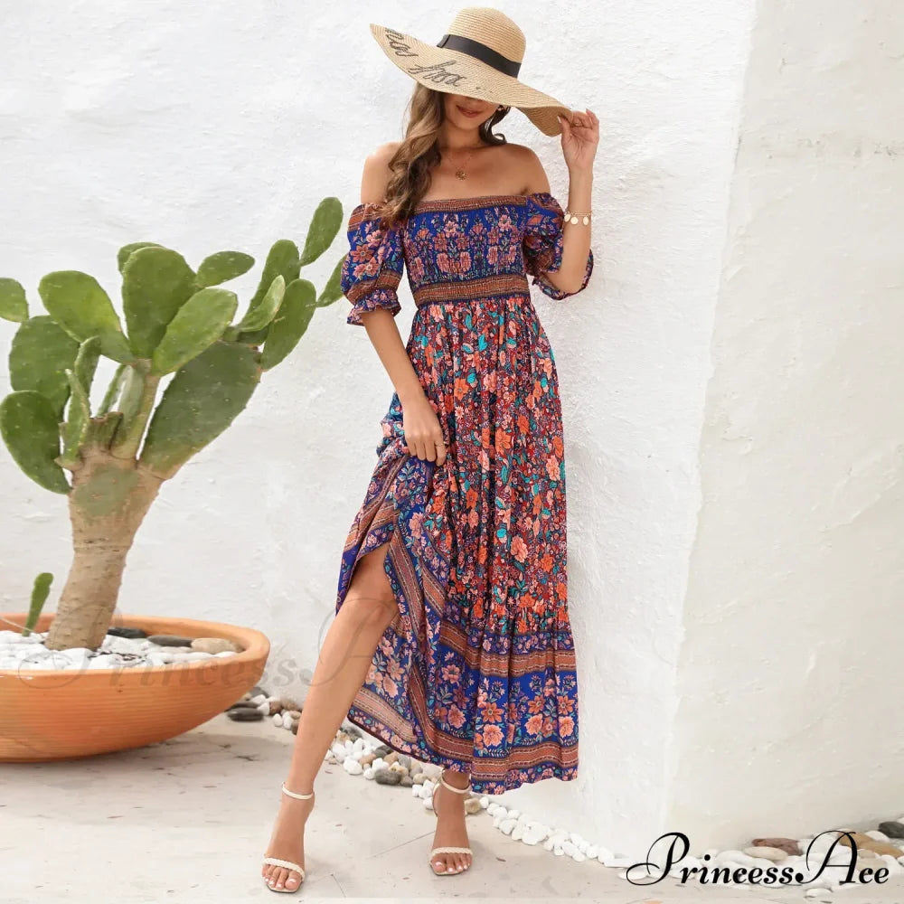 Casual Midi Sexy Elegant Beach Vacation Boho Dress Red / S